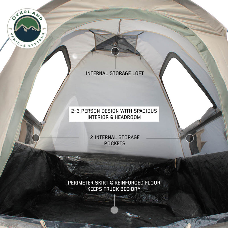 Load image into Gallery viewer, Overland Vehicle Systems LD TACT Truck Bed Tents - Tan Body & Green Rainfly
