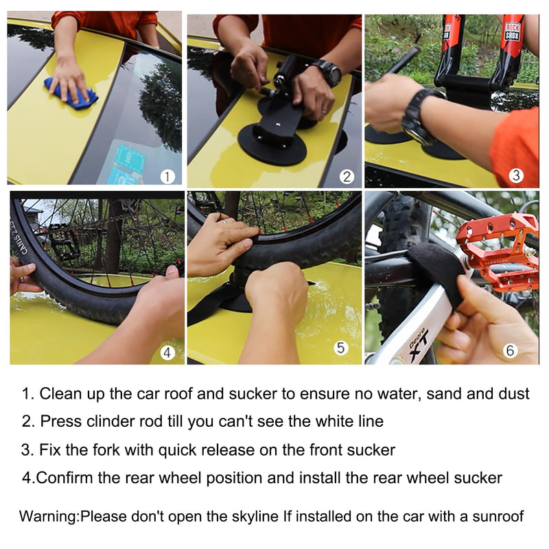 Load image into Gallery viewer, ROCKBROS Suction Cup Bike Rack for Car Roof Quick Release Sucker Mount