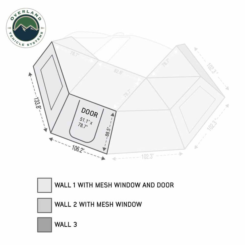 Load image into Gallery viewer, OVS HD Nomadic 270 Degree Awning Wall 1 with Door & Window - Driver Side