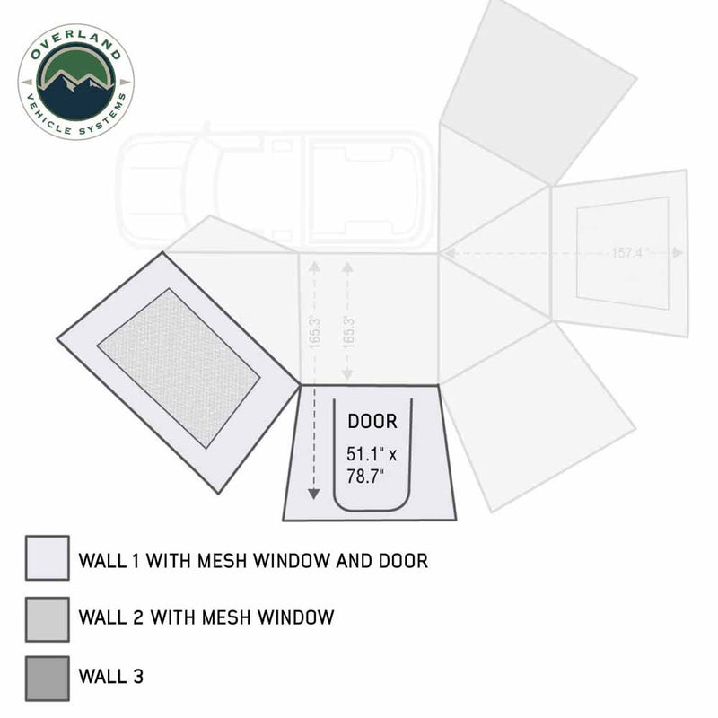 Load image into Gallery viewer, OVS HD Nomadic 270 Degree Awning Wall 1 with Door & Window - Driver Side