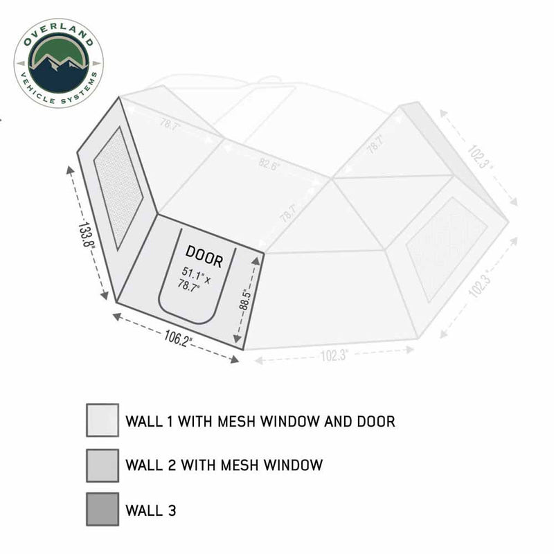 Load image into Gallery viewer, OVS HD Nomadic 270 Degree Awning Wall 1 with Door & Window - Driver Side