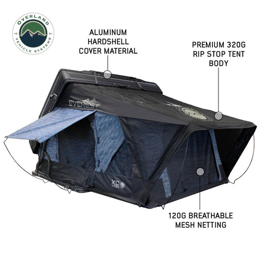Overland Vehicle Systems XD Everest Cantilever Aluminum Roof Top Tent - Grey Body & Black Rainfly