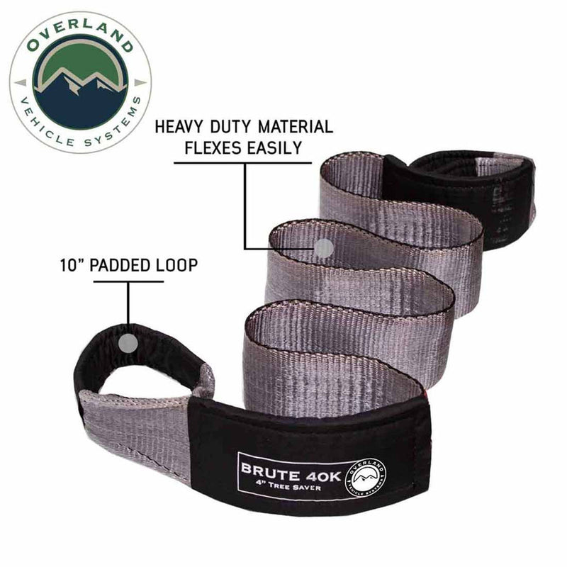 Load image into Gallery viewer, OVS Tree Saver Tow Strap 40,000 lb. 4" x 8' Gray With Black Ends & Storage Bag