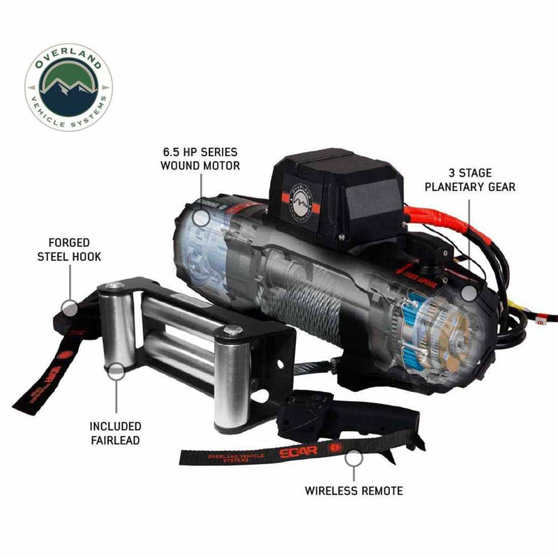 Load image into Gallery viewer, Overland Vehicle Systems SCAR 10 - 10,000 Lbs. Rated Steel Cable Winch