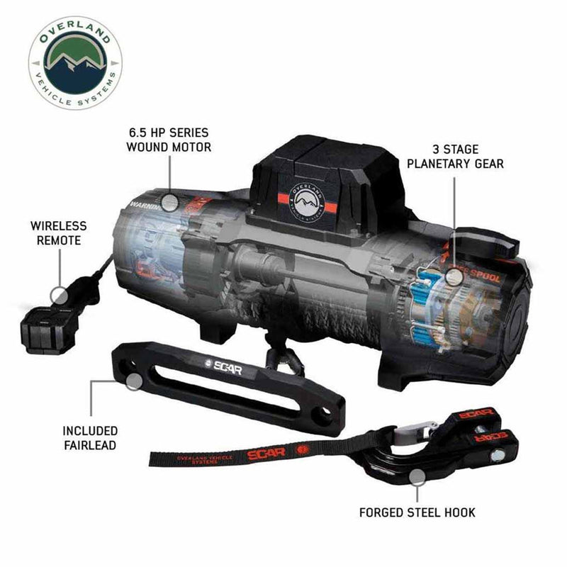 Load image into Gallery viewer, Overland Vehicle Systems SCAR 10S - 10,000 Lbs. Rated Synthetic Rope Winch