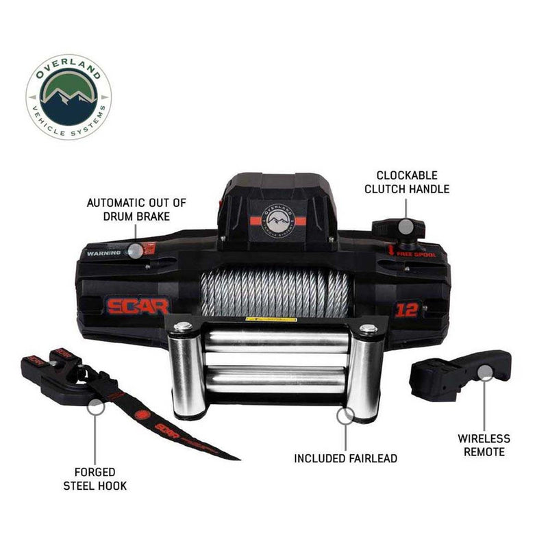 Load image into Gallery viewer, Overland Vehicle Systems SCAR 12 - 12,000 Lbs. Rated Steel Cable Winch
