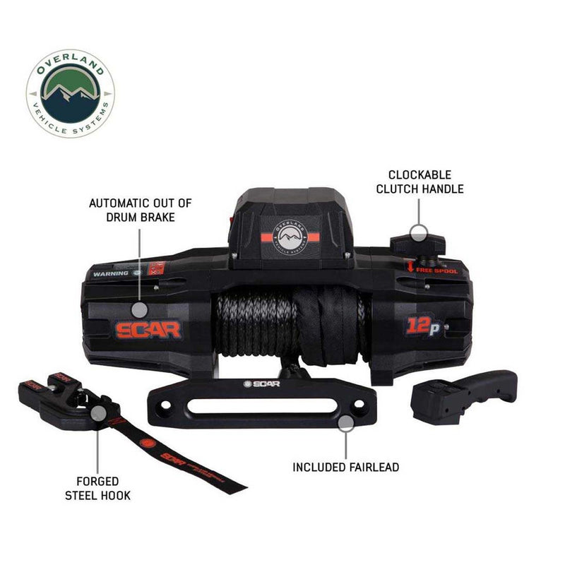Load image into Gallery viewer, Overland Vehicle Systems SCAR 12S - 12,000 Lbs. Rated Synthetic Rope Winch