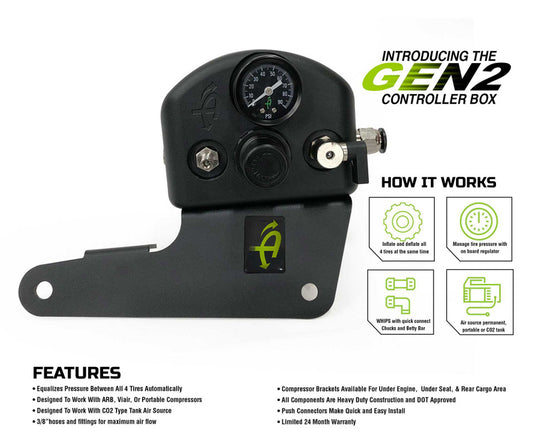 Overland Vehicle Systems 4 Tire Inflation System - Jeep Wrangler JK & JKU Engine Bay Mount Driver Side Front