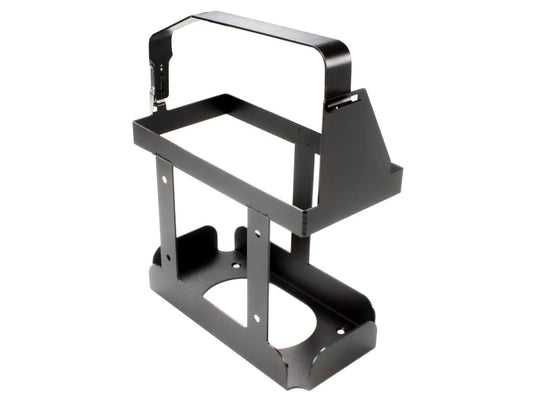 Front Runner Vertical Jerry Can Holder in black with secure latch and mounting brackets