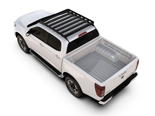 White Mazda BT50 2020 with Slimline II Roof Rack Kit installed, angle showing low profile design and sturdy construction.