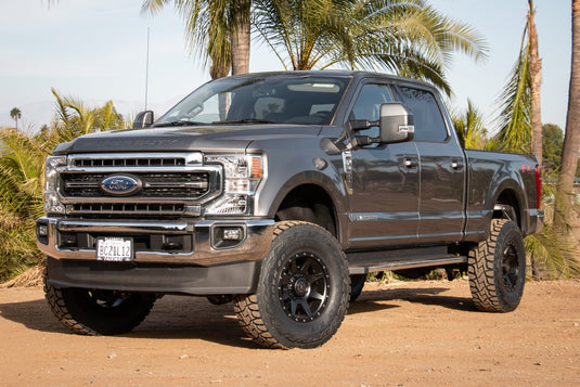 Ford Super Duty truck with ICON Vehicle Dynamics Rebound HD wheels in Satin Black finish.