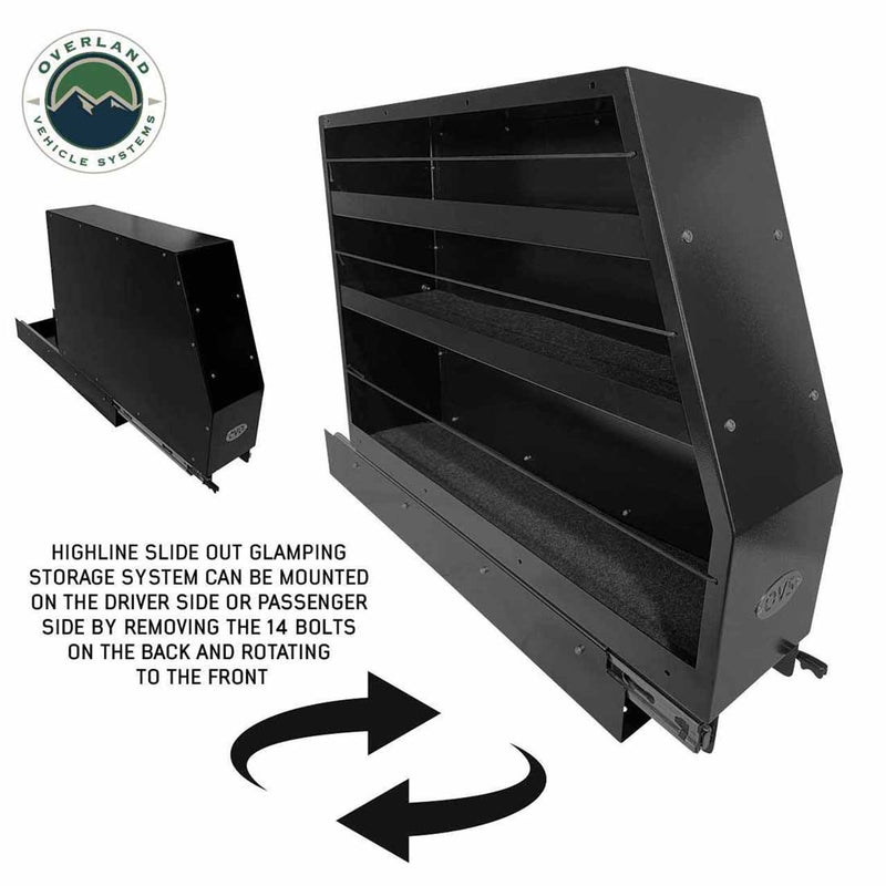 Load image into Gallery viewer, OVS Highline Slide Out Camping Storage System - Black Powder Coat