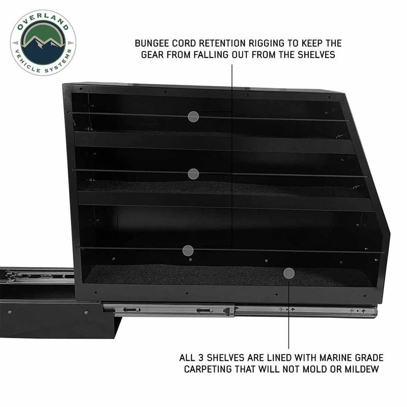 Load image into Gallery viewer, OVS Highline Slide Out Camping Storage System - Black Powder Coat