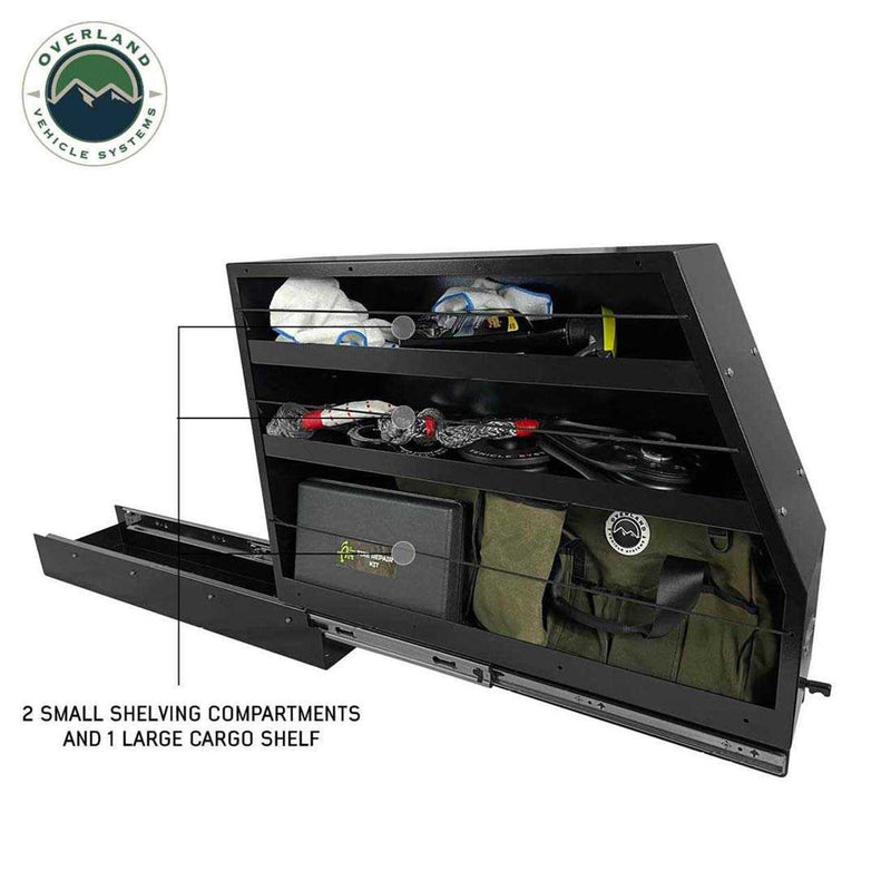 Load image into Gallery viewer, OVS Highline Slide Out Camping Storage System - Black Powder Coat