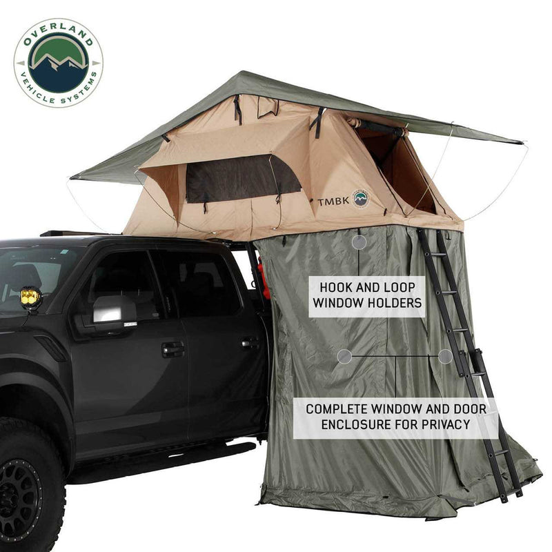 Load image into Gallery viewer, Overland Vehicle Systems TMBK Roof Top Tent Annex Green Base With Black Floor &amp; Travel Cover
