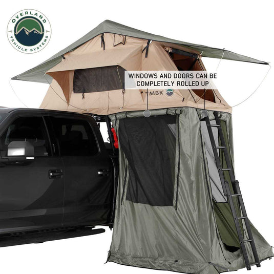 Overland Vehicle Systems TMBK Roof Top Tent Annex Green Base With Black Floor & Travel Cover