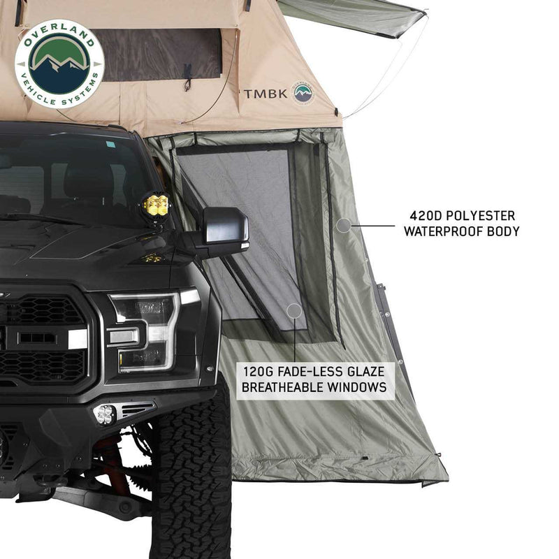 Load image into Gallery viewer, Overland Vehicle Systems TMBK Roof Top Tent Annex Green Base With Black Floor &amp; Travel Cover
