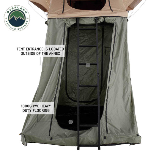 Overland Vehicle Systems TMBK Roof Top Tent Annex Green Base With Black Floor & Travel Cover
