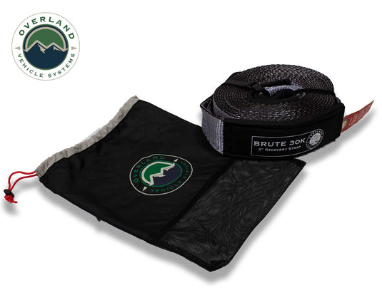 Overland Vehicle Systems Tow Strap 30,000 Lb. 3inch X 30' Gray With Black Ends & Storage Bag
