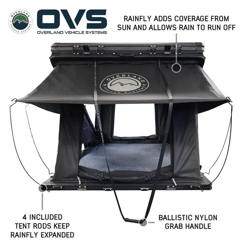 Load image into Gallery viewer, Overland Vehicle Systems XD K2 Clam Shell Pop Up 2 Person Aluminum Hard Shell Roof Top Tent, Blue Body & Black Rainfly
