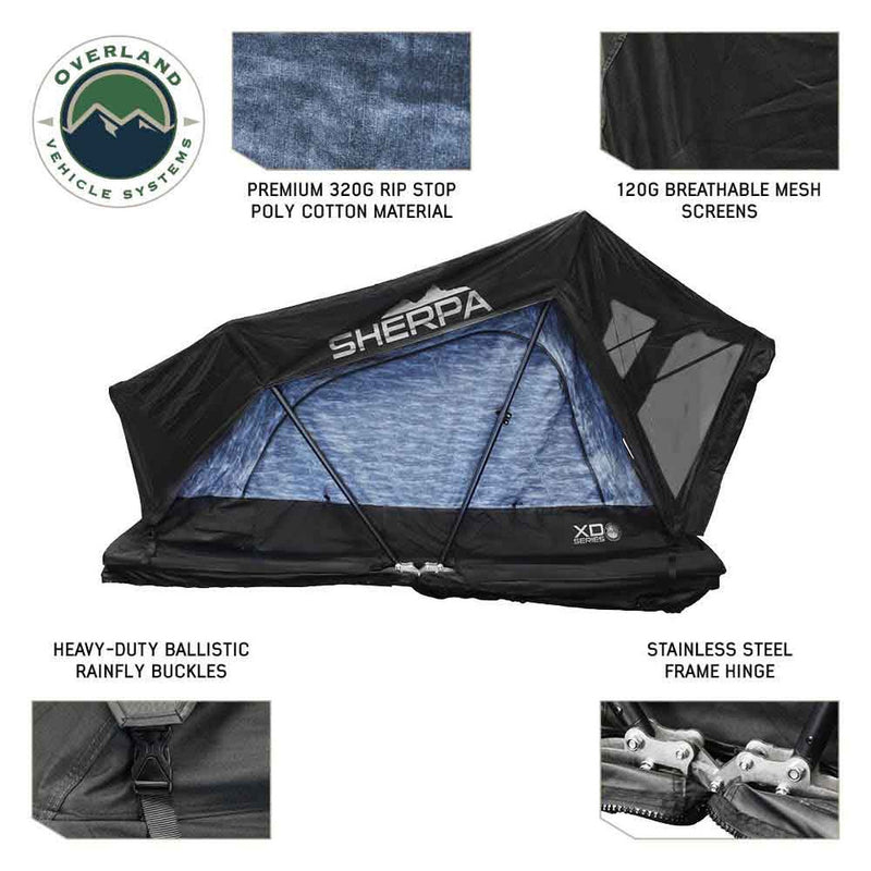 Load image into Gallery viewer, OVS XD Sherpa Hybrid Soft Shell Roof Top Tent, Blue Body & Black Rainfly