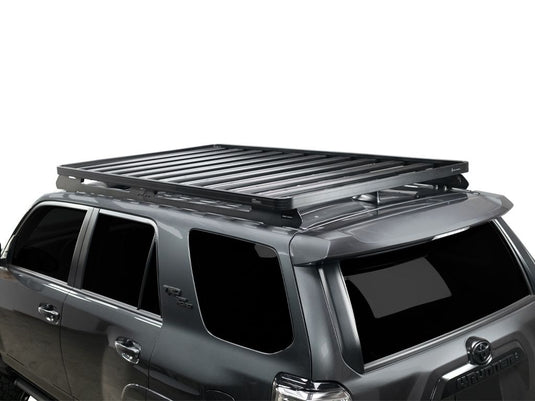 Front Runner Toyota 4Runner 5th Gen Slimline II Roof Rack Kit installed on SUV showcasing its sleek design and durable construction.