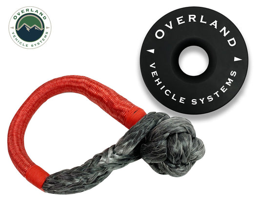 Overland Vehicle Systems Combo Pack Soft Shackle 5/8inch 44,500 lb. and Recovery Ring 6.25inch 45,000 lb. Black