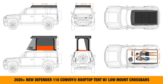 Badass Tents 2020-2022 Land Rover NEW Defender 110 CONVOY® Rooftop Tent w/ Low Mount Crossbars- Pre-Assembled