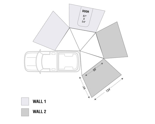 Overland Vehicle Systems Nomadic 270 LT Awning Wall 2 Passenger Side