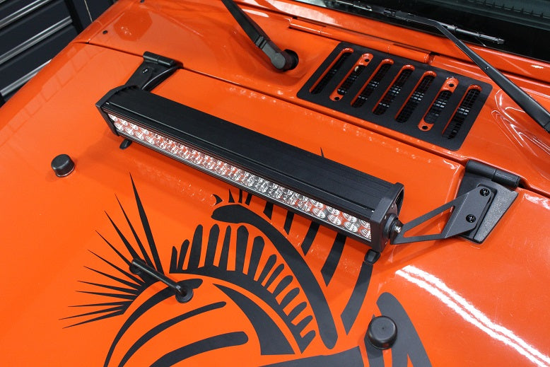 Load image into Gallery viewer, Fishbone Offroad 2007-18 JK Wrangler Hood Light Mount Brackets (4-Door)