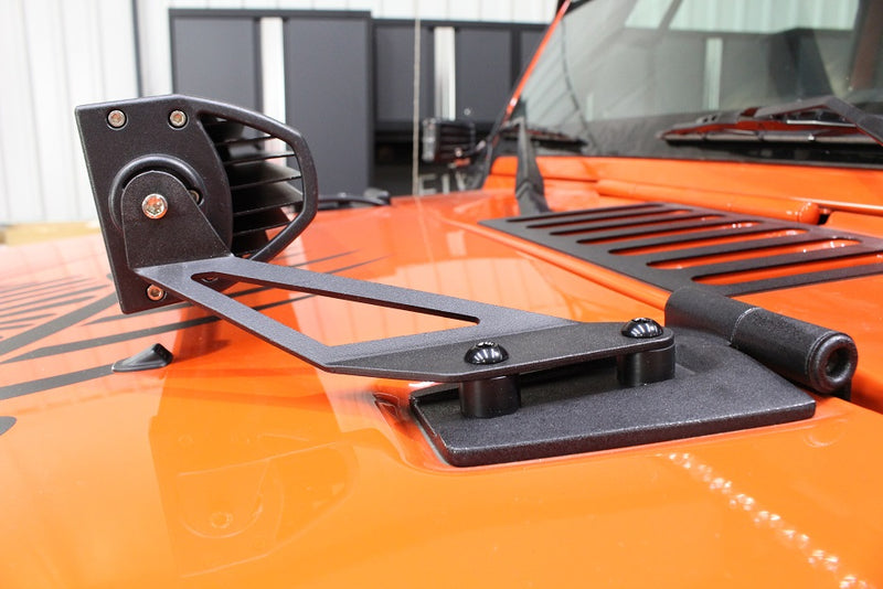 Load image into Gallery viewer, Fishbone Offroad 2007-18 JK Wrangler Hood Light Mount Brackets (4-Door)