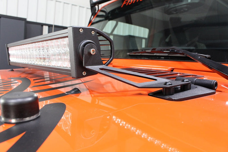 Load image into Gallery viewer, Fishbone Offroad 2007-18 JK Wrangler Hood Light Mount Brackets (4-Door)