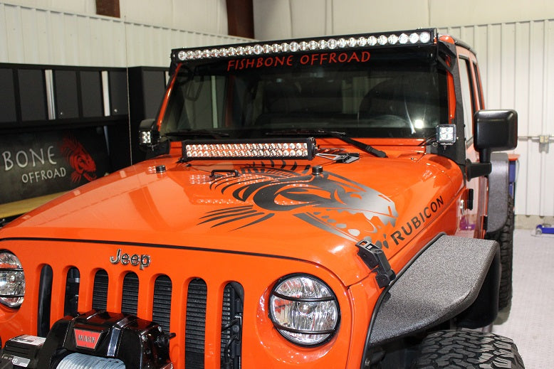Load image into Gallery viewer, Fishbone Offroad 2007-18 JK Wrangler Hood Light Mount Brackets (4-Door)