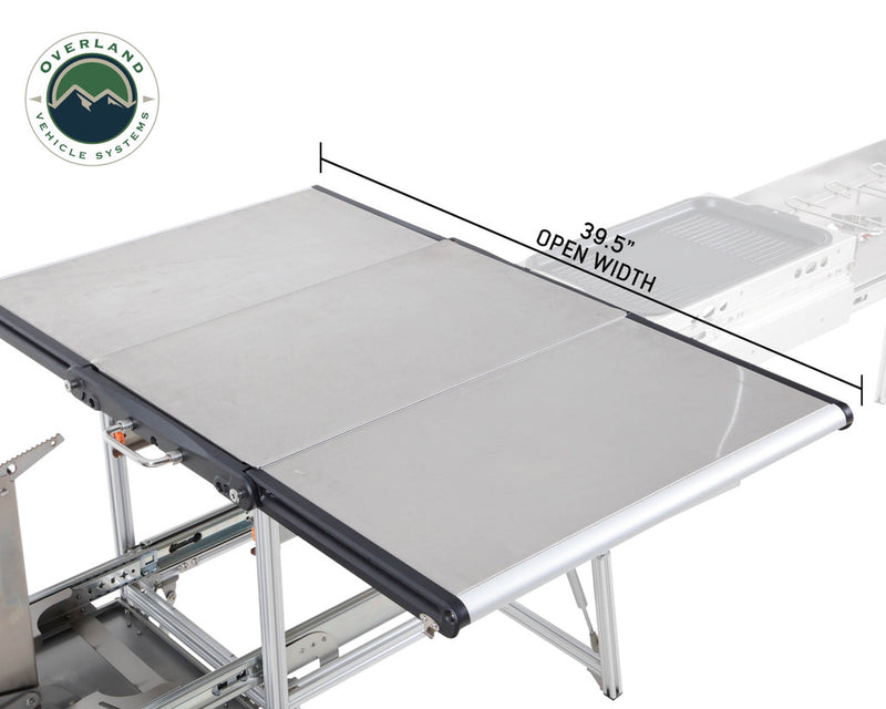 Load image into Gallery viewer, Overland Vehicle Systems Komodo Camp Kitchen - Dual Grill, Skillet, Folding Shelves, and Rocket Tower - Stainless Steel