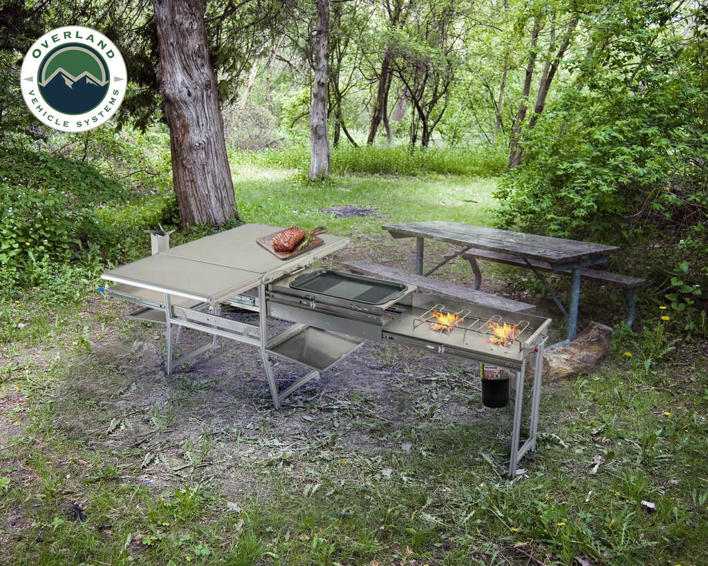 Outdoor Fully Equipped IGT Picnic Table Camping Folding Compact Food Truck  Trailer Portable Camping Mobile Kitchen