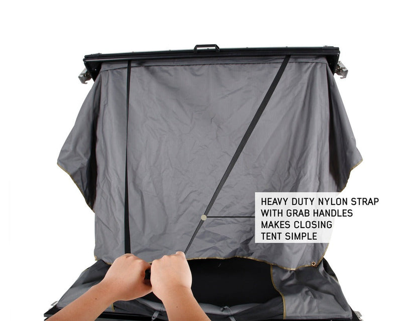 Load image into Gallery viewer, Overland Vehicle Systems HD Mamba 3 Person Clam Shell Aluminum Hard Shell Roof Top Tent, Grey Body & Green Trim