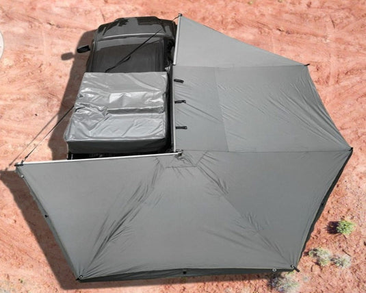 Overland Vehicle Systems Nomadic Awning 270 Dark Gray Cover With Black Cover Universal