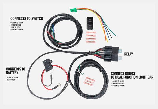 Cali Raised LED Wiring Harness For Dual Function Light Bar