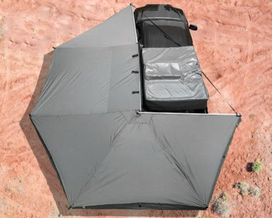 Overland Vehicle Systems Nomadic Awning 270 Driver Side Dark Gray Cover With Black Cover Universal