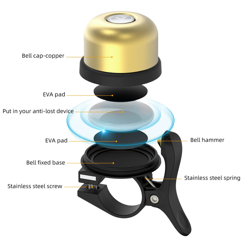 Load image into Gallery viewer, ROCKBROS Hidden AirTag Bike Bell, Anti-Theft GPS Tracker for 0.87"/22.2mm, 1"/25.4mm, 1.25"/31.8mm Handlebars
