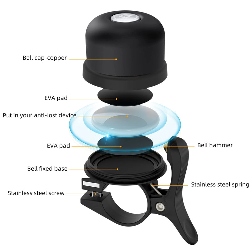Load image into Gallery viewer, ROCKBROS Hidden AirTag Bike Bell, Anti-Theft GPS Tracker for 0.87"/22.2mm, 1"/25.4mm, 1.25"/31.8mm Handlebars
