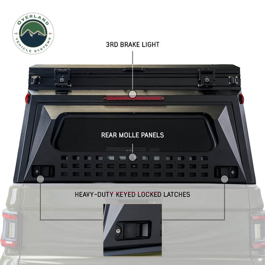 Overland Vehicle Systems MagPak - Camper Shell/Roof Top Tent Combo W/Lights, Rear Molle Panel, Side Tie Downs, Front & Rear Windows