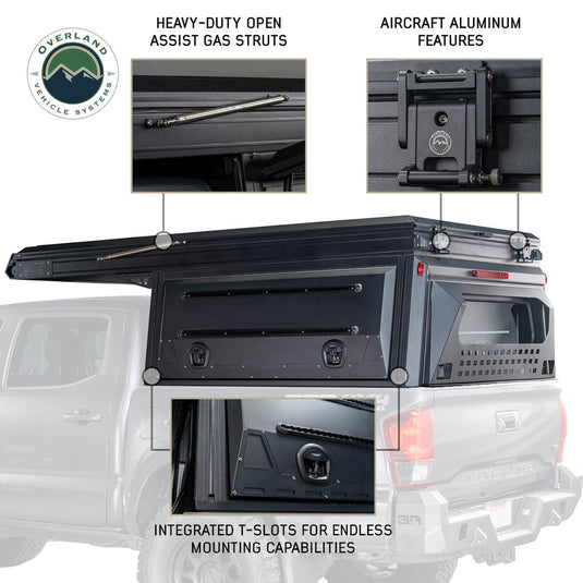 Overland Vehicle Systems MagPak - Camper Shell/Roof Top Tent Combo W/Lights, Rear Molle Panel, Side Tie Downs, Front & Rear Windows