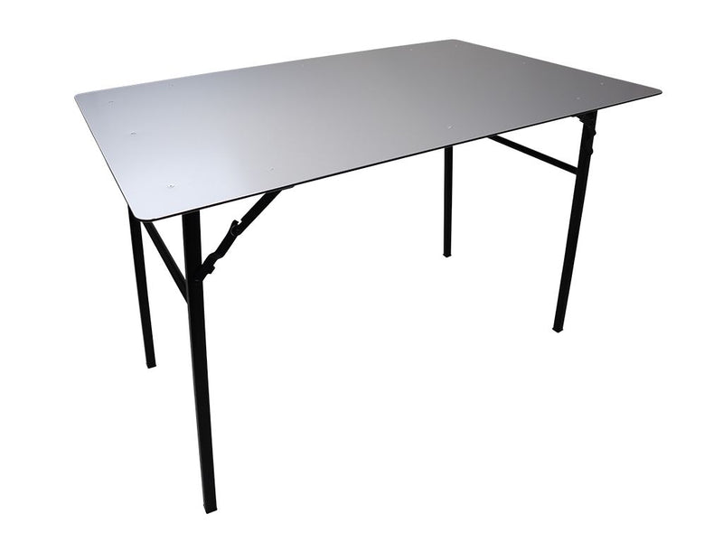 Load image into Gallery viewer, Front Runner Under Rack Table, stainless steel portable outdoor table with black collapsible legs for easy setup and storage.
