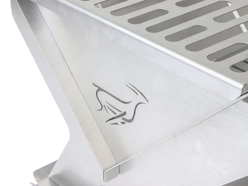 Load image into Gallery viewer, Stainless steel Front Runner BBQ/Fire Pit with laser-cut logo detail on side panel
