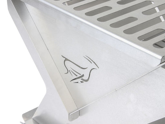 Stainless steel Front Runner BBQ/Fire Pit with laser-cut logo detail on side panel
