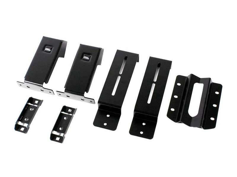 Load image into Gallery viewer, Front Runner Load Bed Rack Side Mount brackets for Bike Carrier, vehicle attachment components displayed on white background.
