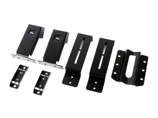 Front Runner Load Bed Rack Side Mount brackets for Bike Carrier, vehicle attachment components displayed on white background.