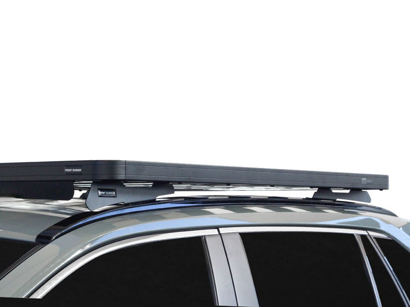 Load image into Gallery viewer, Front Runner Toyota RAV4 2019 Slimline II Roof Rack Kit on vehicle, close-up view showing the sturdy rack design and aerodynamic profile.
