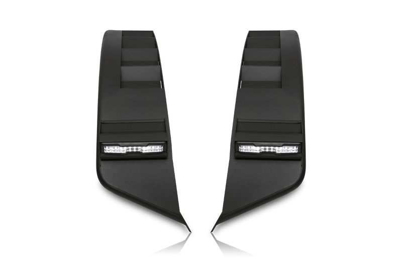 Load image into Gallery viewer, Alt text: &quot;Attica 4x4 Ford Bronco 2021-2024 Front Fender Flares with integrated LED lights for 2-Door and 4-Door models, shown on a black background.&quot;
